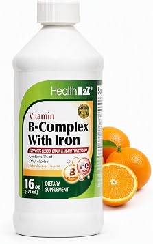 HealthA2Z Liquid Vitamin B-Complex Plus Iron, 16oz 473ml