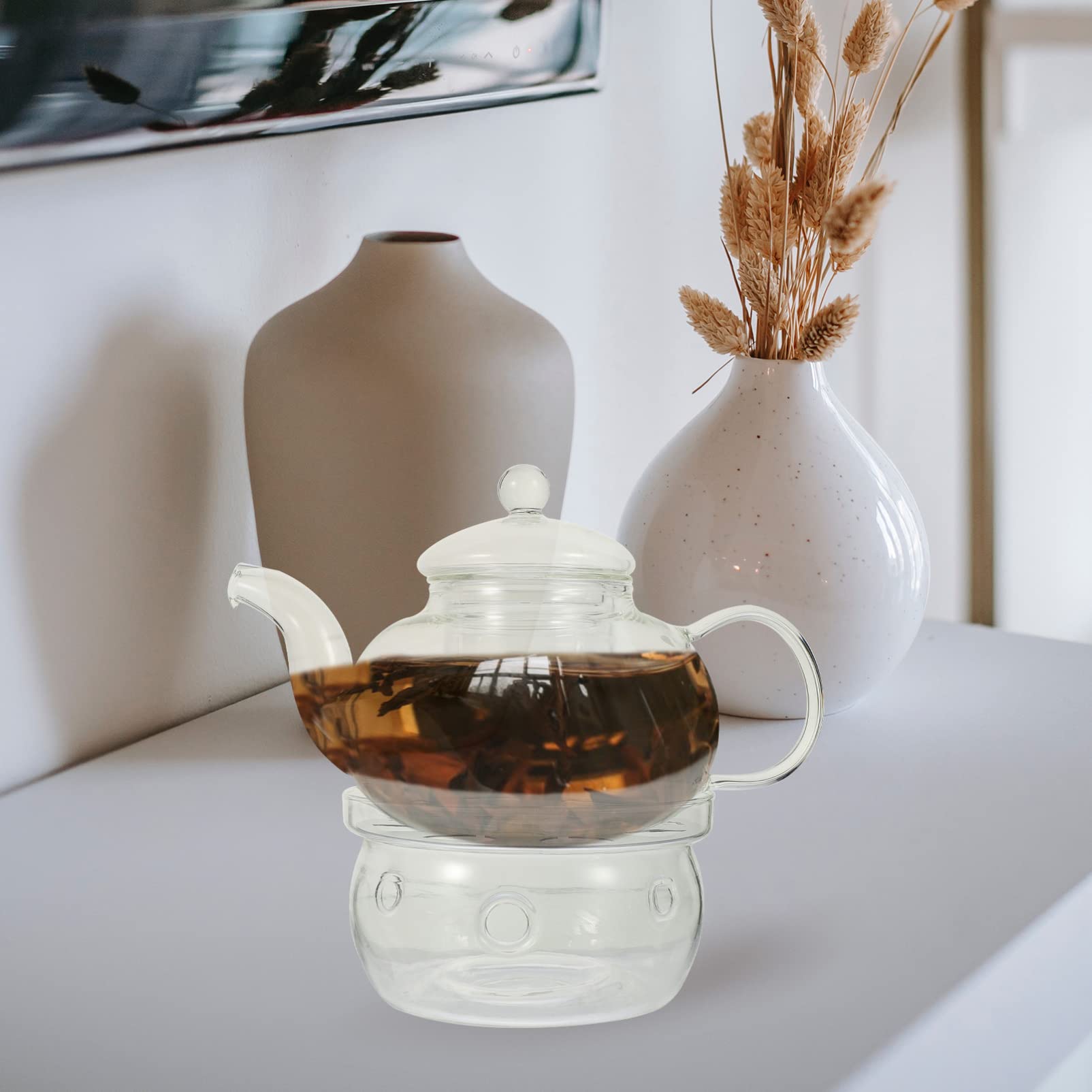Duftende Teekanne aus Glas mit Kerzenständer Hitzebeständig und Anti Scalding Elegantes Kung Fu Teeservice für Haushalt und Teezeremonie