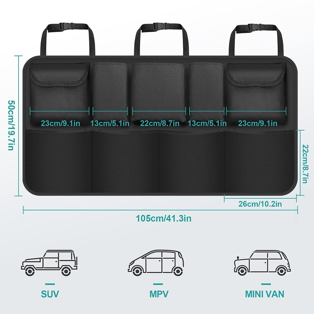 Bolsa Organizadora para Maletero para Mercedes Vito Tourer (W447) 2014-2024, Organizador Maletero Coche Colgante Antideslizante y Ajustable Plegable Impermeable