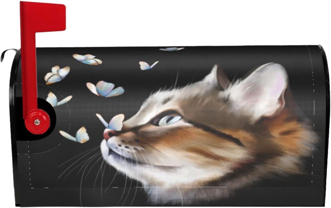 Mailbox Cover Cute Cat Kitten with Butterflies