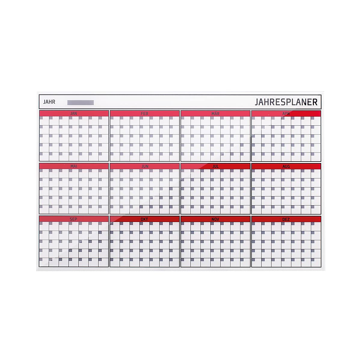 Bi-Office Agenda annuale in vetro 12 mesi, magnetica, senza cornice, 78 x 48 cm