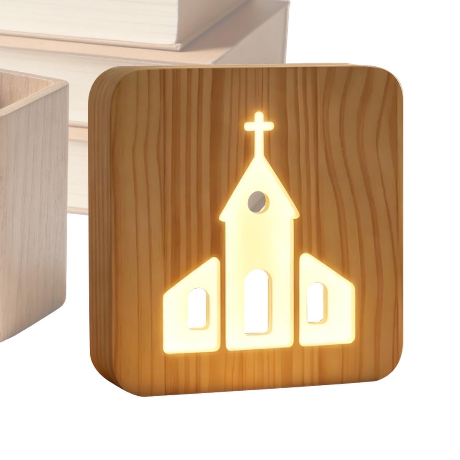 Lampki Nocne Dla Dzieci Drewniana, Urocza Dekoracja LED USB z 3 Poziomami