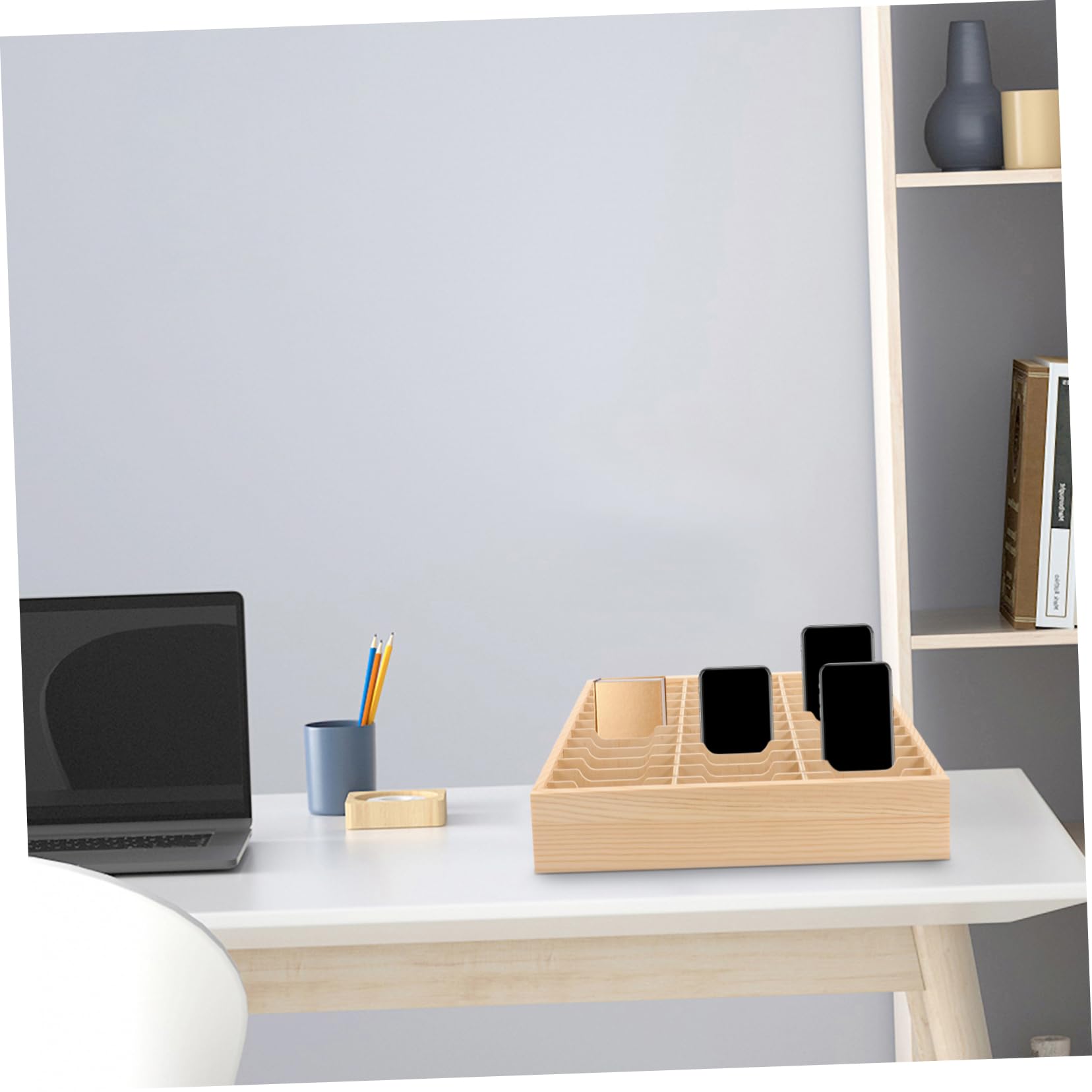 DOITOOL Soporte Múltiple Para Teléfono Celular Caja De Madera Para Escritorio 36 Compartimentos Almacenamiento Organizado Oficina Aula