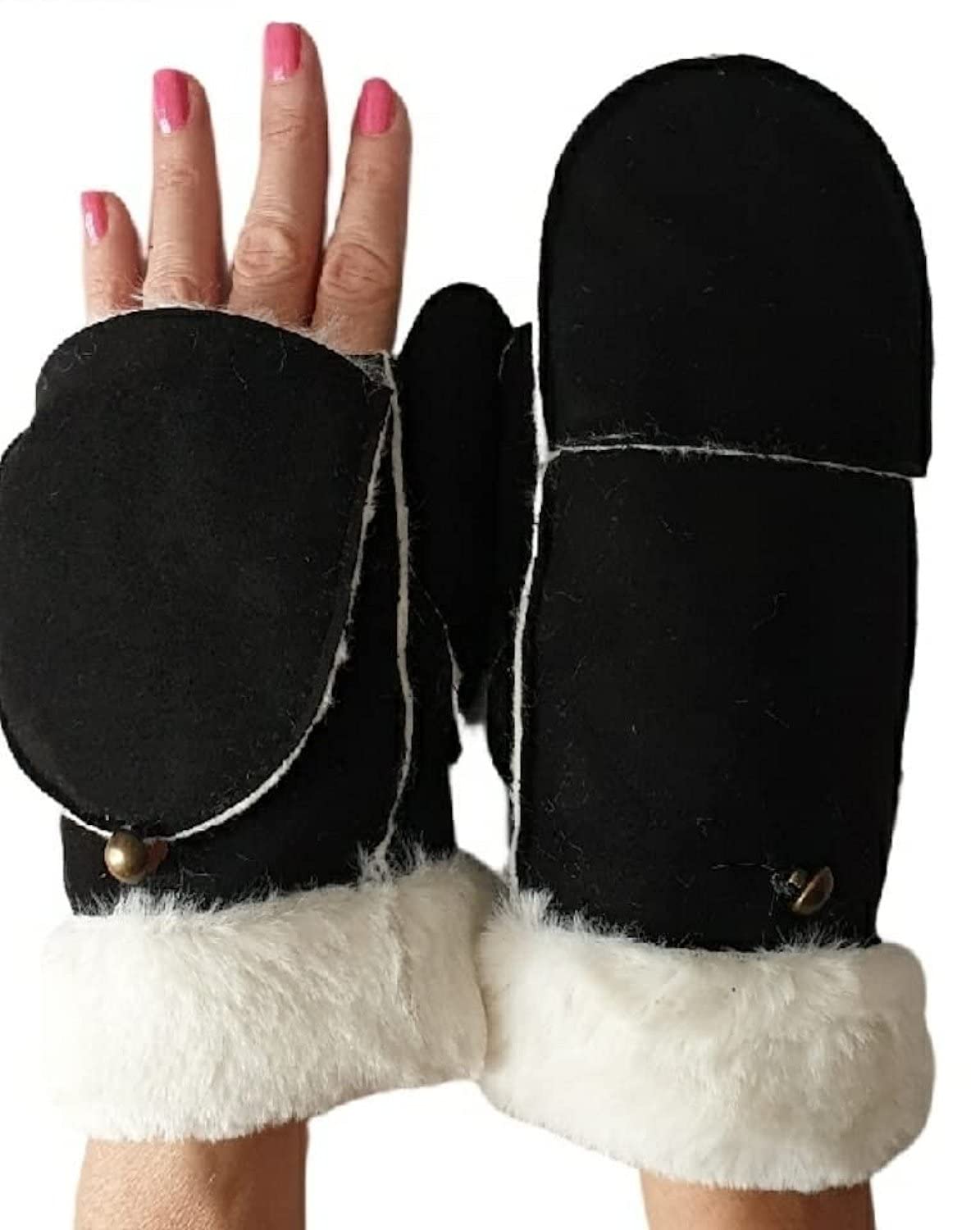 Mittens Women's Warm Winter Gloves Openable Elegant Comfortable One Size S/M