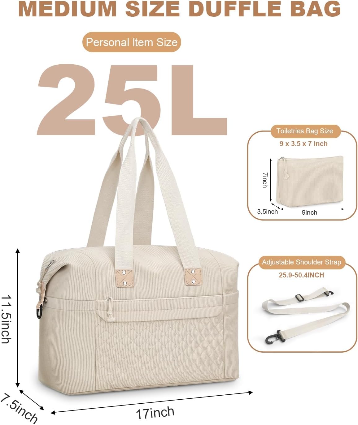 Travel Duffle Bag, Waterproof Weekender Overnight Hospital Bags for Women Men with Toiletry Bag Lightweight Carry on Personal Item Duffle Gym Bag for Travel, Airplanes, Sports - Image 3