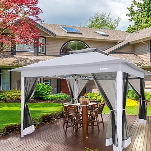 Homdox Pop Up Gazebo Canopy 12 x 12 Patio Gazebo with Mosquito Ne
