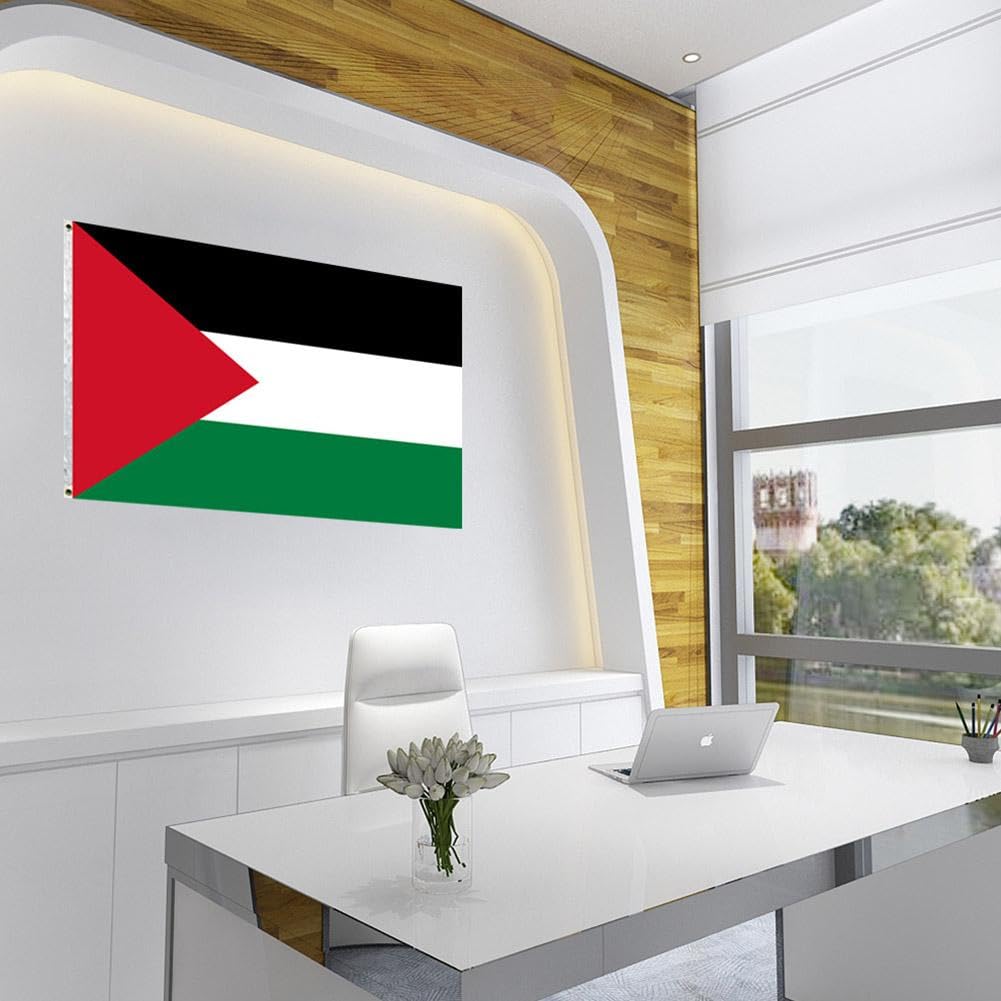 GOXAEEE Bandiera Palestina 150x90 Cm In Poliestere Con Occhielli In Ottone - Resistente UV - 4