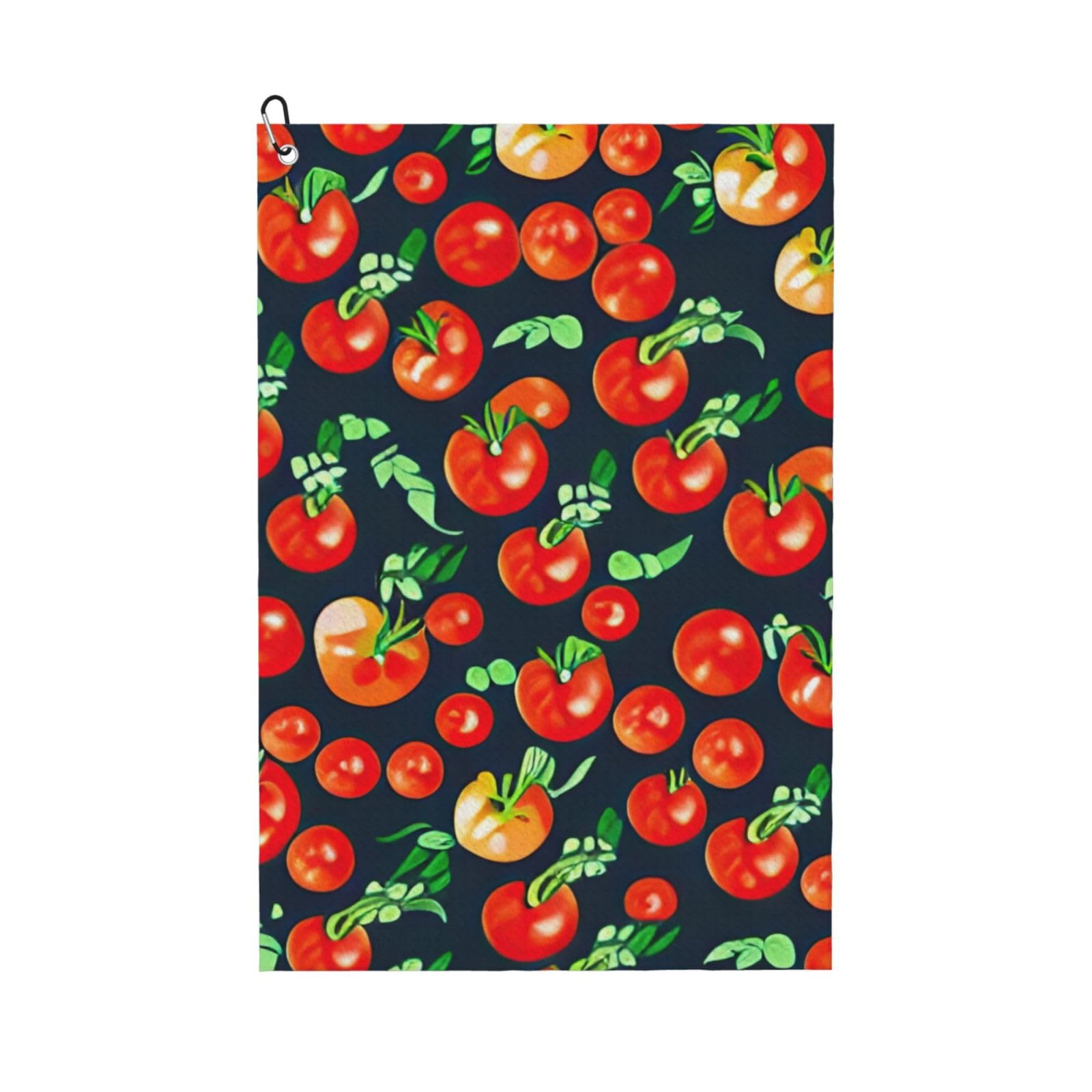 AOOEDM Tomatoes Print Golf Towel with Carabiner Clip Absorbent Microfiber Golf Towel for Cleaning Golf Ball Club Putter Iron for Golf Bag Trolly Belt Loop 16" X 24"