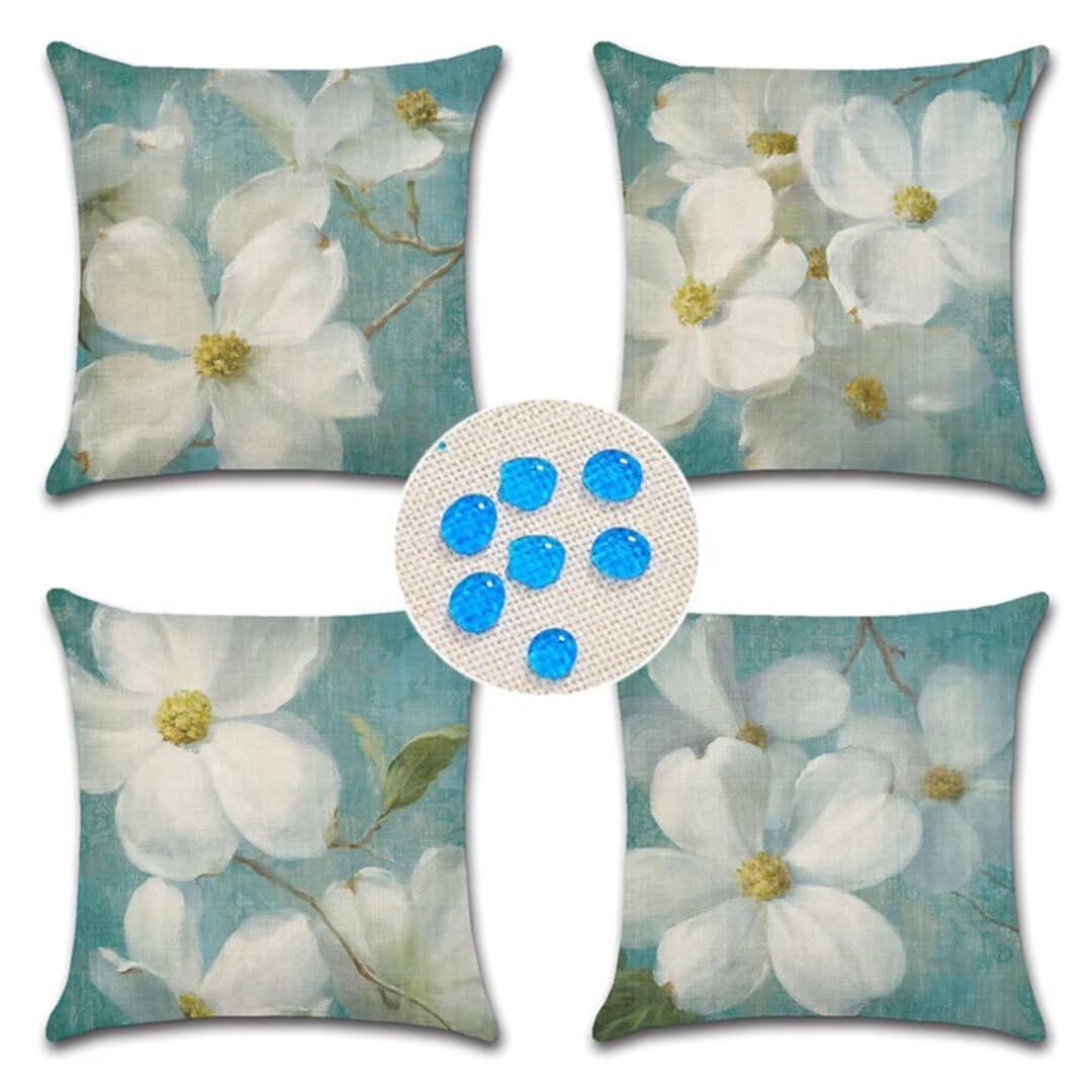 Cuscino per Divano 75x75cm/29x29in 4 Pack Fodere per Cuscini Impermeabili Fiori Fodera per Cuscino Decorativo Copricuscini in Lino per Divano Casa Esterni Interni Fodere Cuscino Esterno ZC-245