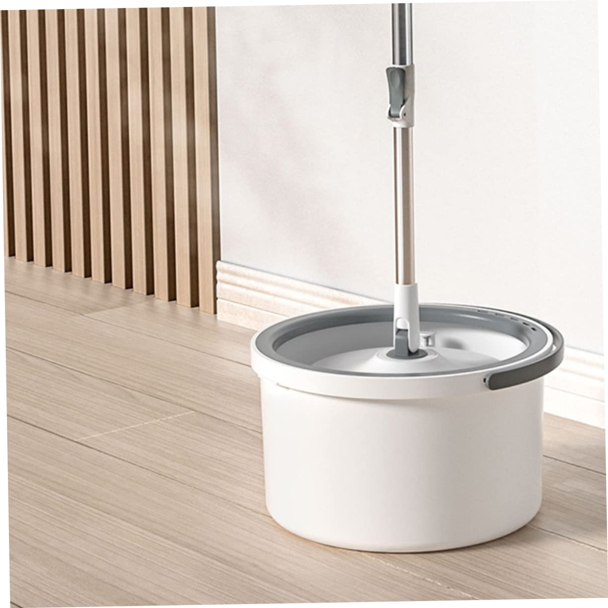 Mop Rotante per Pulizia Pavimenti in Acciaio Inox Bianco