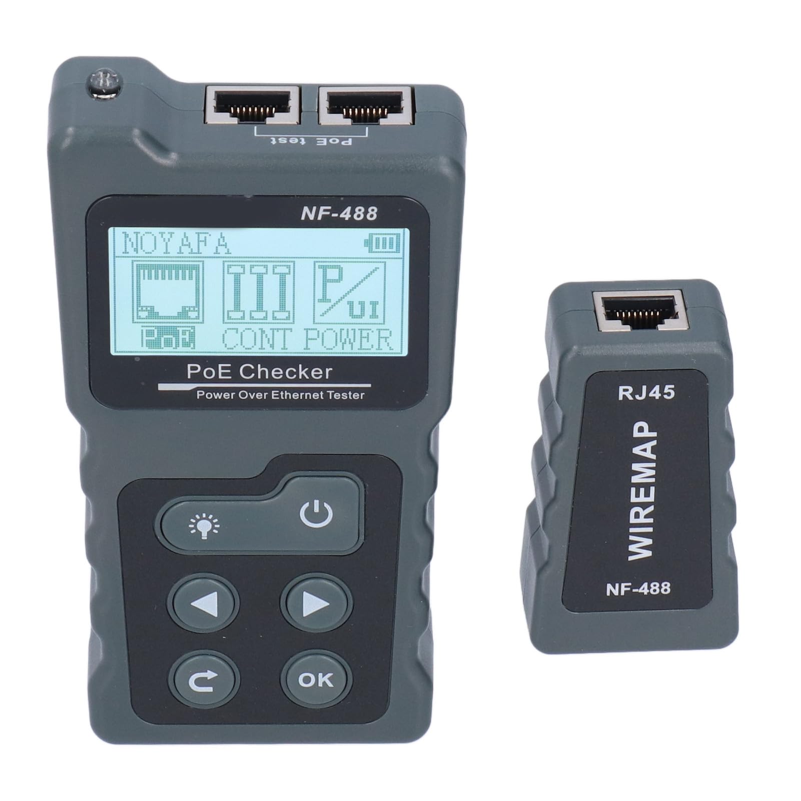 Tester Okablowania Sieciowego NF‑488 LCD Tester POE Ethernet Automatyczna Identyfikacja Tracer Przewodów Ethernet Detektor POE Inline Tester dla Power Over Ethernet