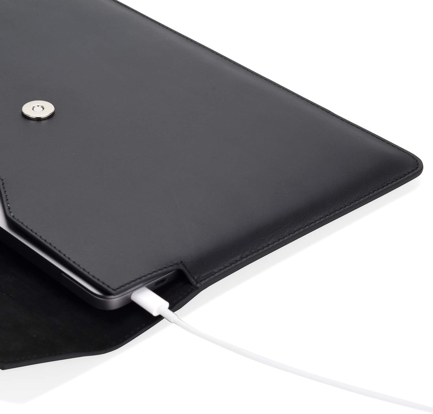 New Deal Kasper Maison Premium 13 inch Genuine Leather Laptop Sleeve Case - Compatible with 2016-2021 MacBook Pro 13 Inch Sleeve, 2018-2021 MacBook Air 13 inch Sleeve, 12.9 inch iPad Pro Sleeve - Black