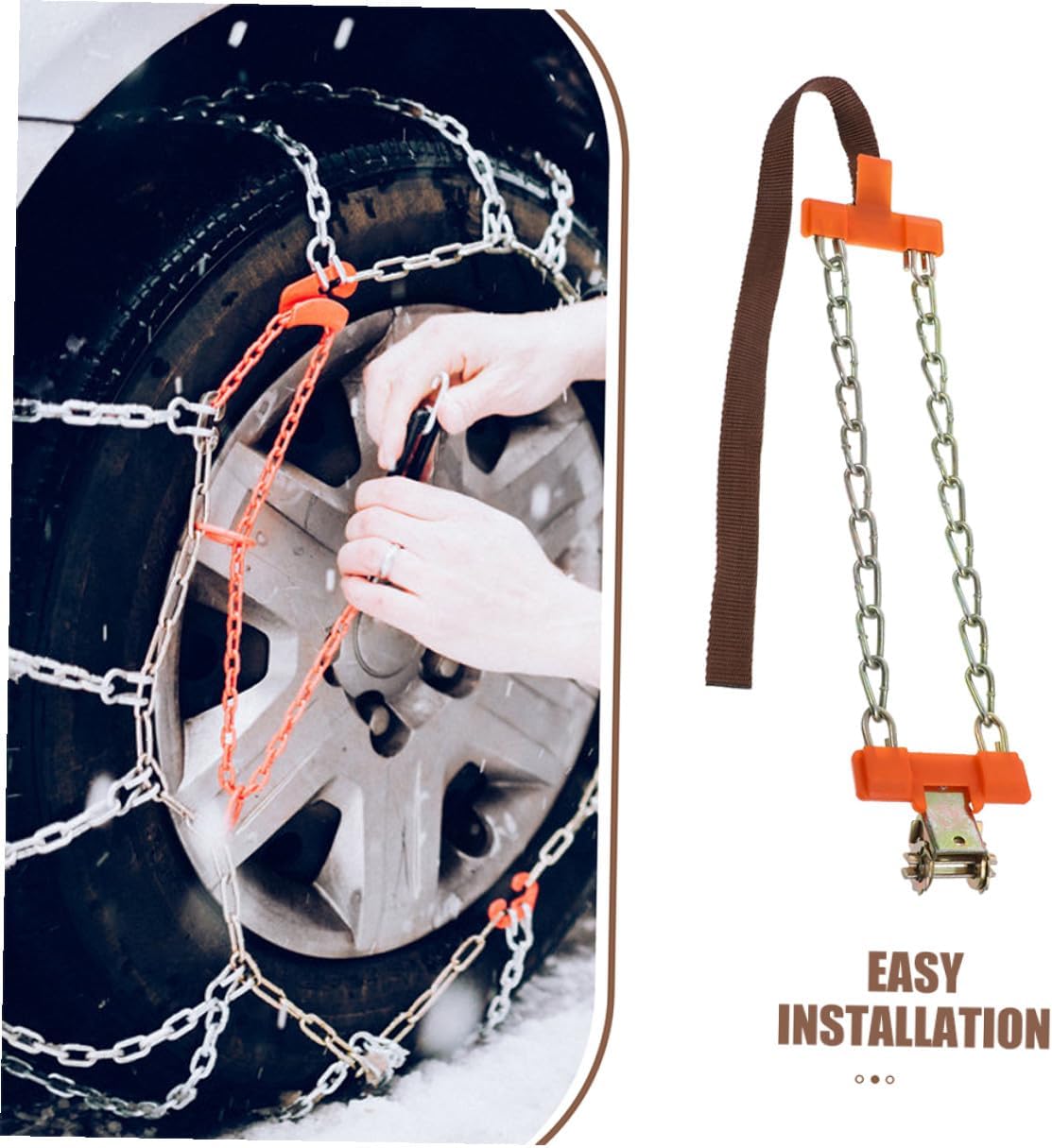 Anti-skid Car Snow Chains for Small Cars and SUVs Iron Reusable Tire Chains with Buckle Easy Installation Emergency for Icy Conditions