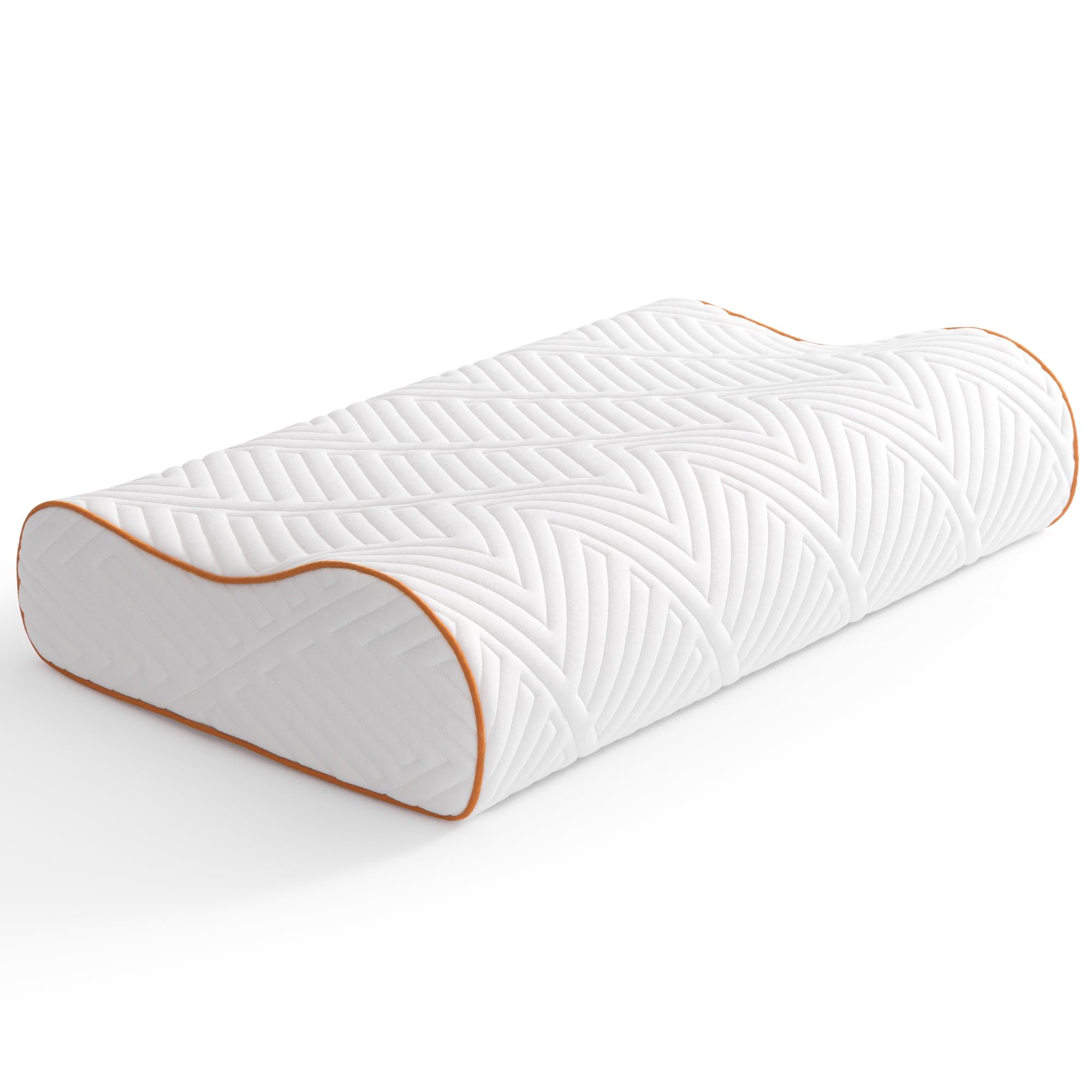 Memory Foam Neck Pillows, Orange Orthopedic Washable and Ergonomic for Neck and Shoulder P...