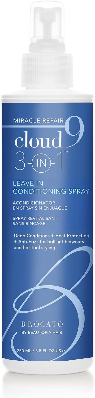 Cloud 9 Miracle Repair 3-in-1 Heat Protectant and Leave-In Conditioning Spray, 8.5 Oz | For Brilliant Blowouts and Anti-Frizz Hair | Restore Shine and Strengthening for All Hair Types