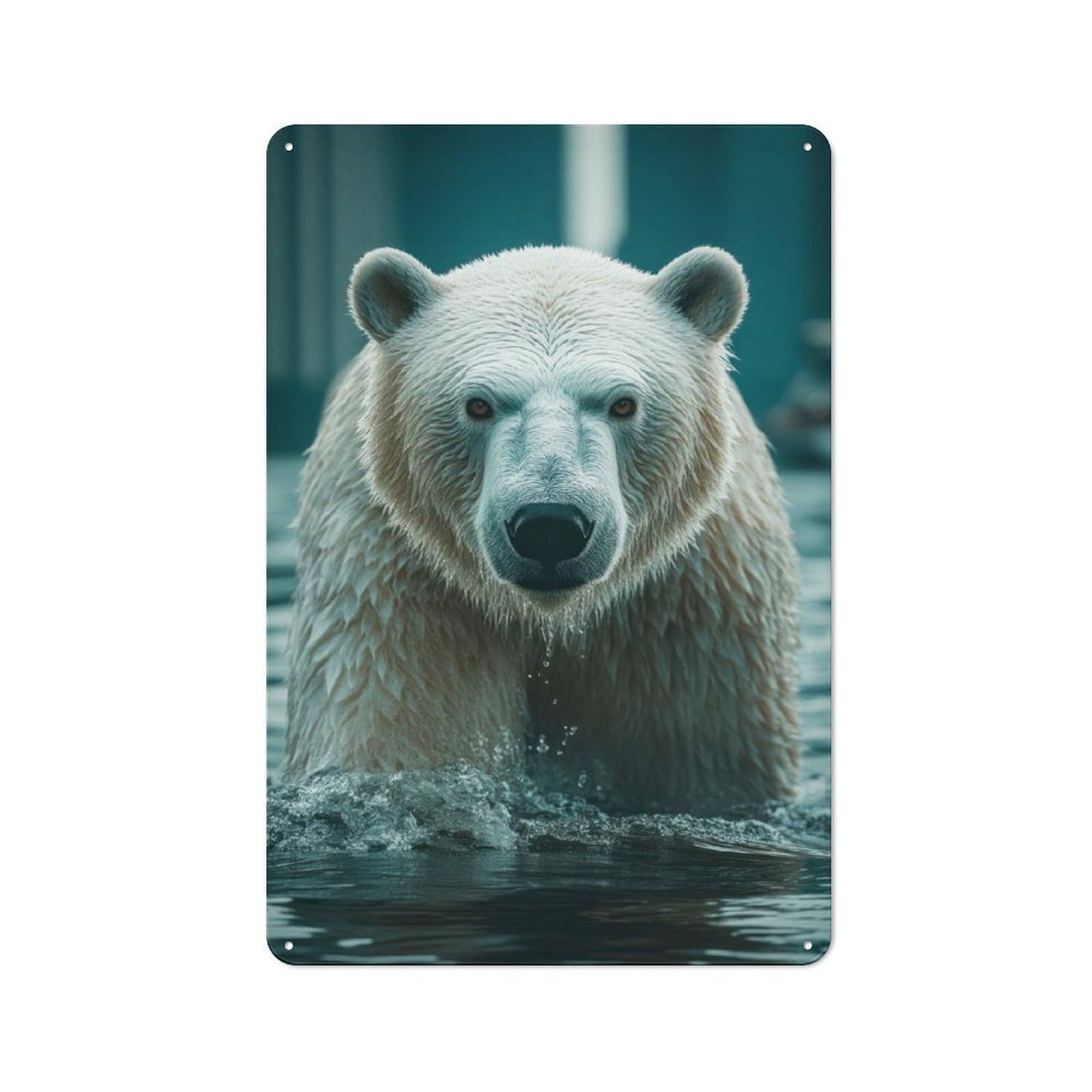Junmoney Majestic Polar Bear Vintage Metal Wall Decor 30X20cm, Vintage Metal Sign For Cafe, Bistro, Bakery Or Restaurant