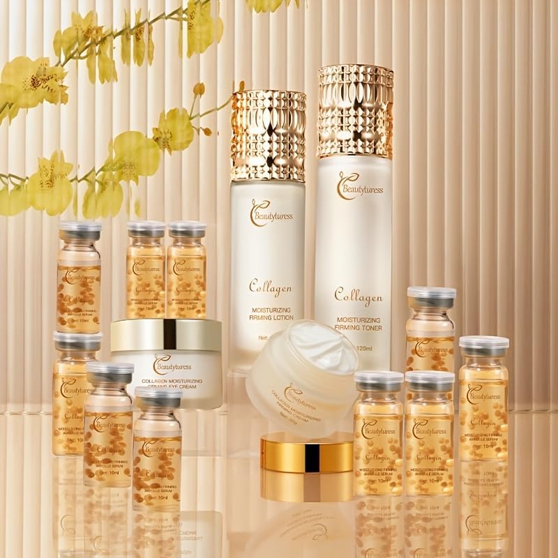 Miniatura 3 de Juego de cuidado de la piel de colágeno, 14 piezas, cuidado facial con colágeno, niacinamida, ácido hialurónico, suaviza la piel y reafirma la piel,