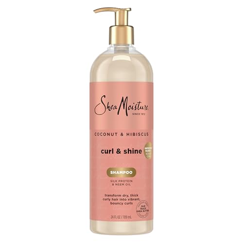 SheaMoisture Shampoo Coconut and Hibiscus, for Thick, Curly Hair, to Cleanse & Hydrate, 24 oz