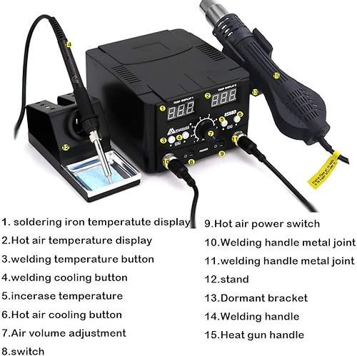 Miniatura 2 de 2 en 1 750 W LED Estación de soldadura digital pistola de aire caliente Estación de soldadura eléctrica para teléfono PCB IC SMD BGA soldadura SET