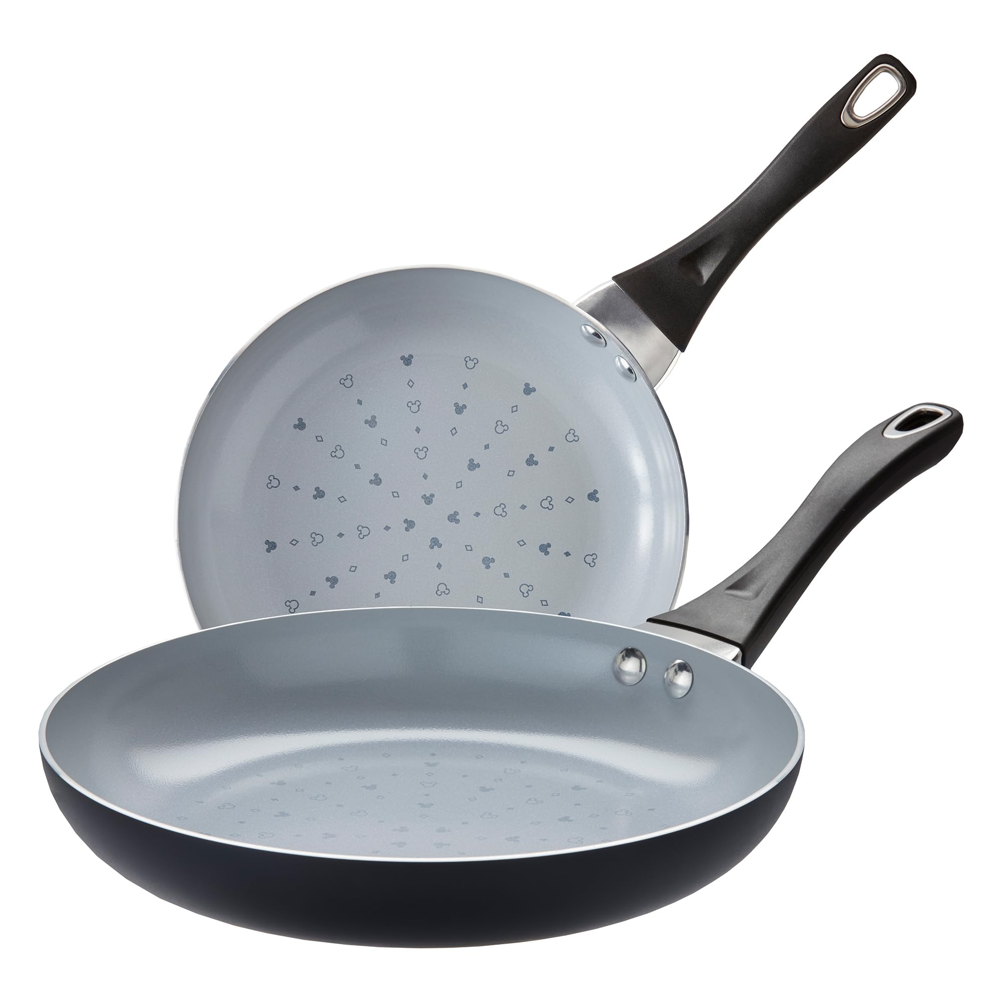 Prestige Black & White Disney Monochrome Ceramic Frying Pan Set 24 & 28Cm - Non Stick Frying Pan Set, Induction Suitable, Pfas & Pfoa Free Cookware,