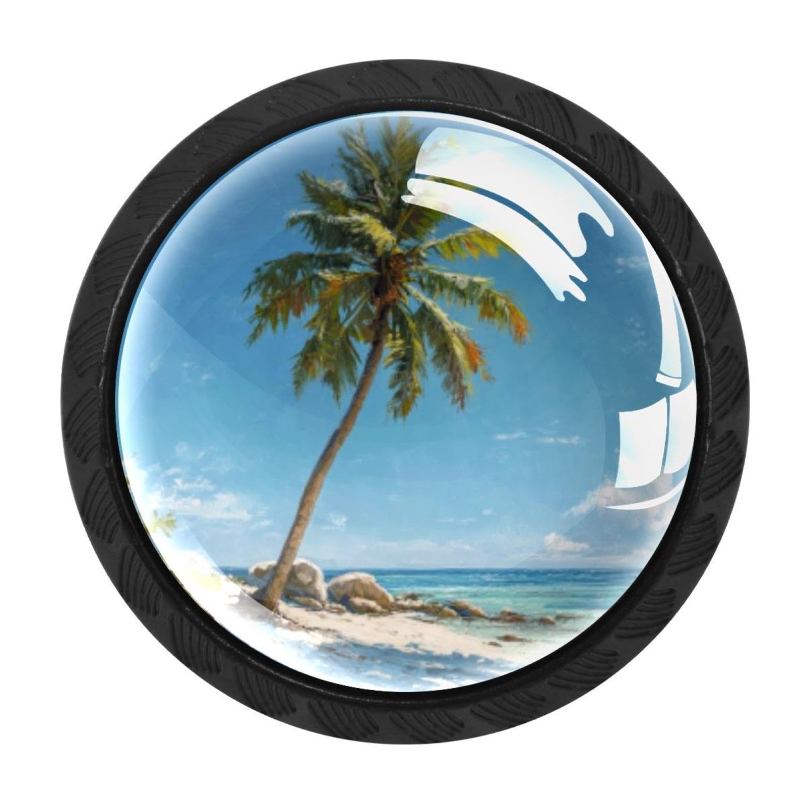 CHENZZZZ 4 Pieces Beach Coconut Tree (1) Kitchen Cabinet Knobs Drawer Knobs Dresser Knobs Black Knobs Drawer Pulls Dresser Drawer Handles Knobs for Dresser Drawers