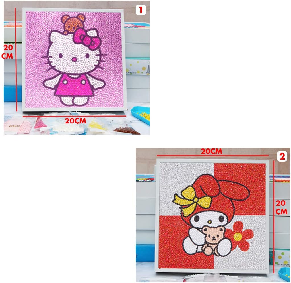 Kids Love Party Hello Kitty Full Diamond Painting Kit with Frame for Girls Set of 2 - Bear Series