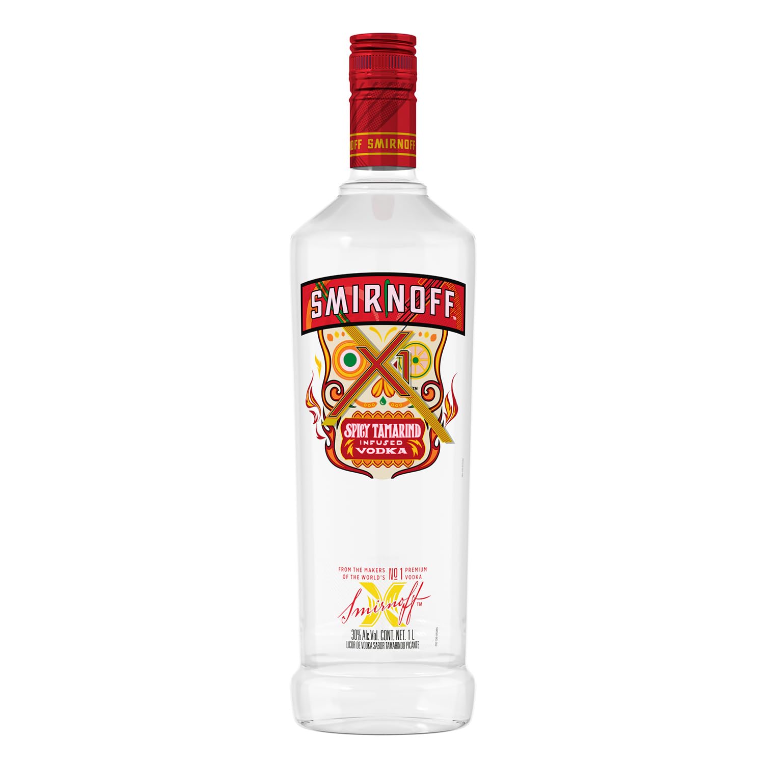 Smirnoff, X1 Tamarindo, 1 L, Vodka, Origen Ruso, Sabor Suave y Neutro, con Toque Dulce y Picante