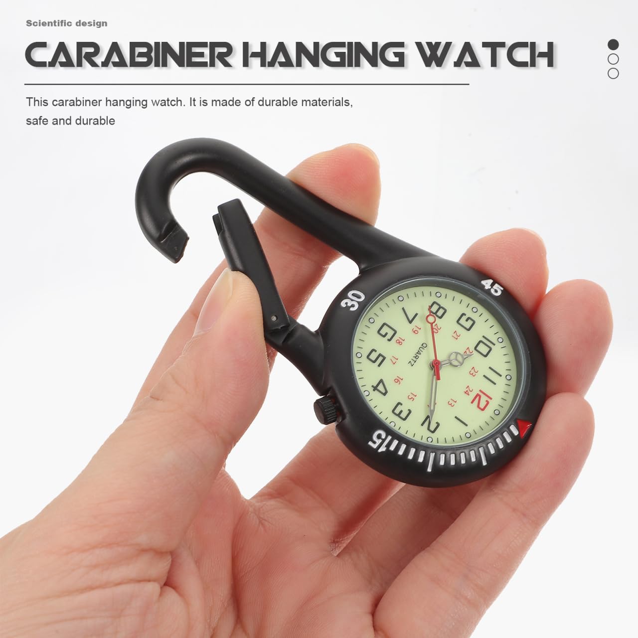 ULTECHNOVO Montre Clip sur Ceinture Lumineuse avec Cadran Fluorescent Et Mousqueton pour Infirmières Médecins Randonnée Escalade Sécurisée