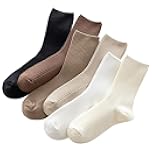 Women's Cotton Crew Socks Cute Neutral Ribbed Knit Slouch Boot Socks in Box for Women Granola Girls Clothes
