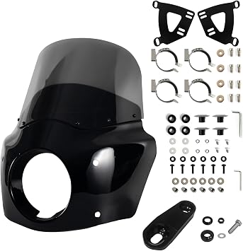 Motorcycle Fairing Windshield Kit, 5.75" Headlight Fairing 11" Smoked Motorbike Windscreen 35-41mm Forks Fit For Harley Iron 883 Sportster 1100 1200