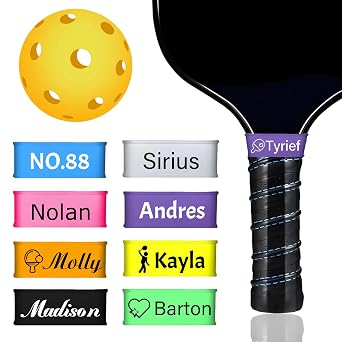 Personalized Pickleball Paddle Name Bands - Custom Silicone Band for Grip on Racket, Racquetball - DIY Accessories Gifts for Pickleball Lovers