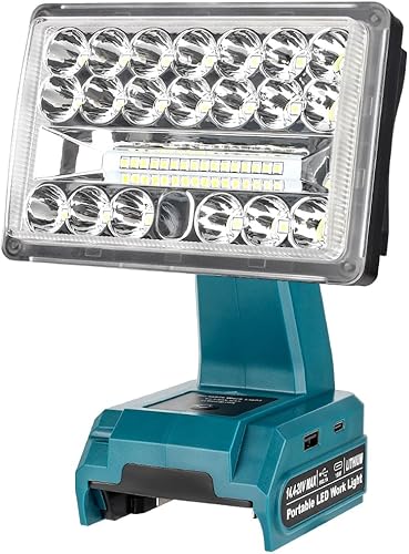 Luz de trabajo para batería de litio Mkita de 18 V, luz de trabajo LED de 28 W, luz de trabajo recargable, luz de trabajo al aire libre, reflector disponible en Yaxa Venezuela