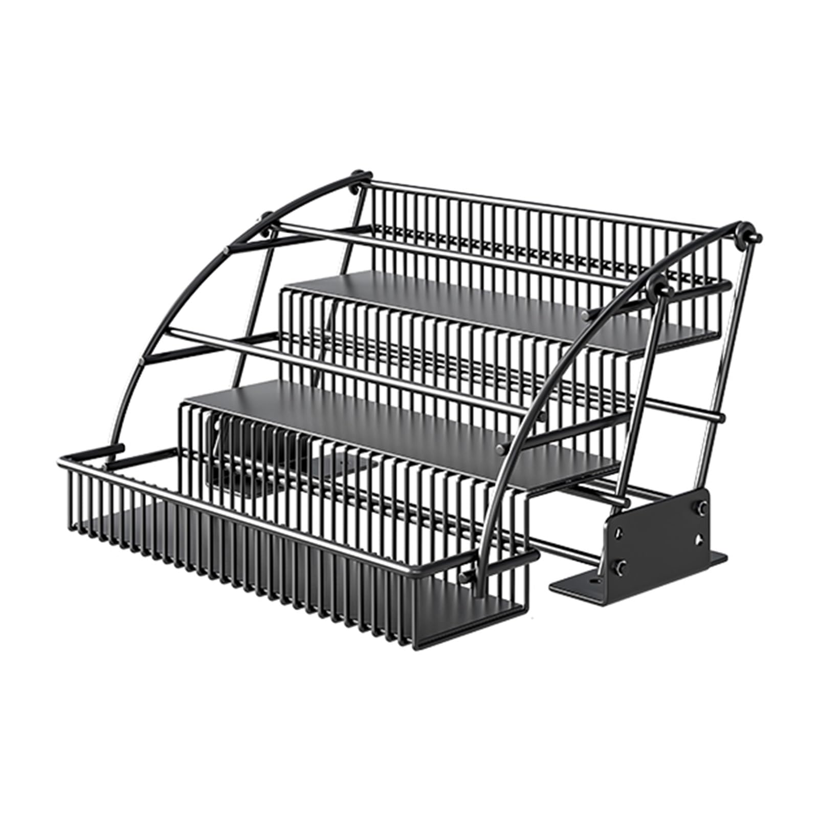 IUokLU 3-Tier Pull Down Shelf for Kitchen Upper Cabinet - Black Spice Rack Organizer - Maximize Space & Easy Access to Spices and Condiments(Black-27.5x24x44cm)
