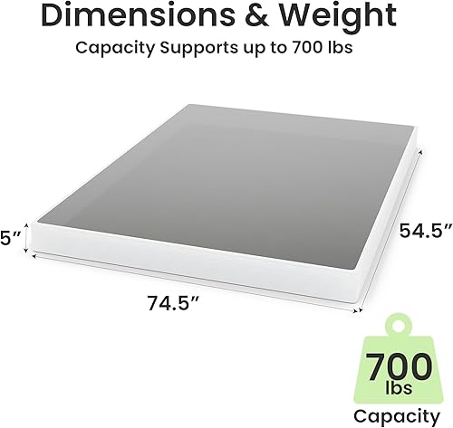 Vista 3 de Base de colchón inteligente de 5 pulgadas de montaje rápido, tamaño Queen, base de colchón de metal, marco de cama con marco de metal fuerte