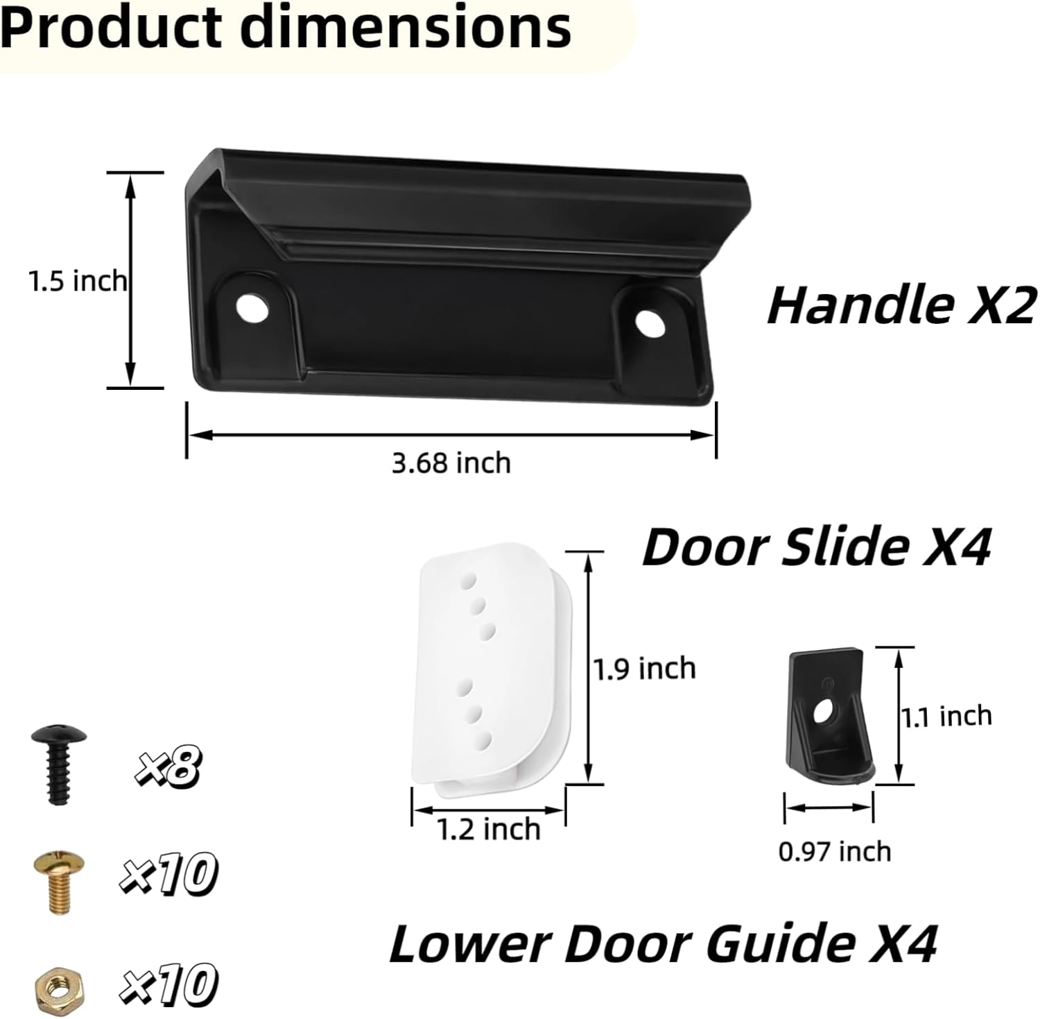 DK100-A Shed Door Full Kit Door Tune-Up Kit Replacements Parts for Arrow Shed Sliding Doors Includes 2 Door Handles, 4 Lower Door Guides, 4 Door Slides, Screws and Nuts-Black