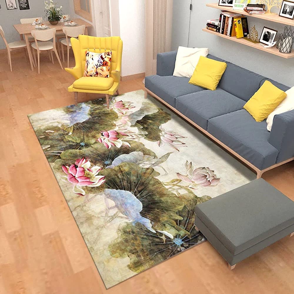 Tapis chambre et salon fleur d'art rétro moderne moquette douce
