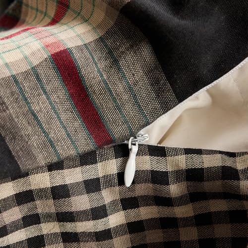 EAVD Classic Black Plaid Duvet Cover King Soft 100% Cotton Muslin Modern Red Black Grid Plaid Bedding Set with 2 Pillowcases Reversible Gingham Geometric Duvet Cover with Zipper Closure - Image 8
