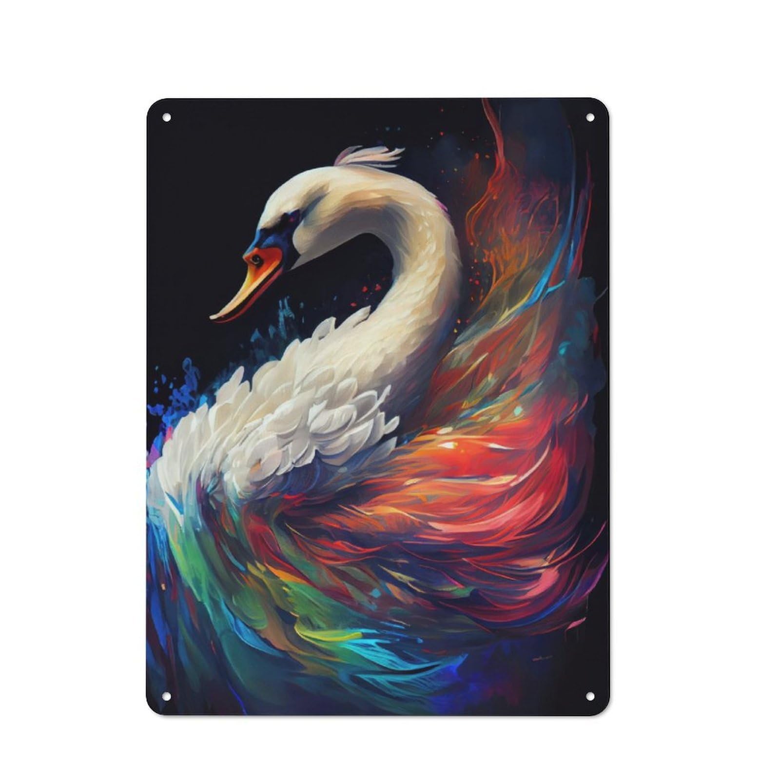 Junmoney The Proud Swan Workshop Style Metal Wall Decor 40X30cm, Tin Sign For Tool Room, Garage, Studio Or Home Bar