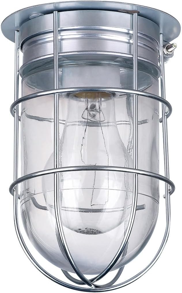 Canarm BL04CWG-HD 7-Inch Outdoor Barn Light Sconce - Damp Rated Silver Wall/Ceiling Mount for Porch, Patio, Entryway