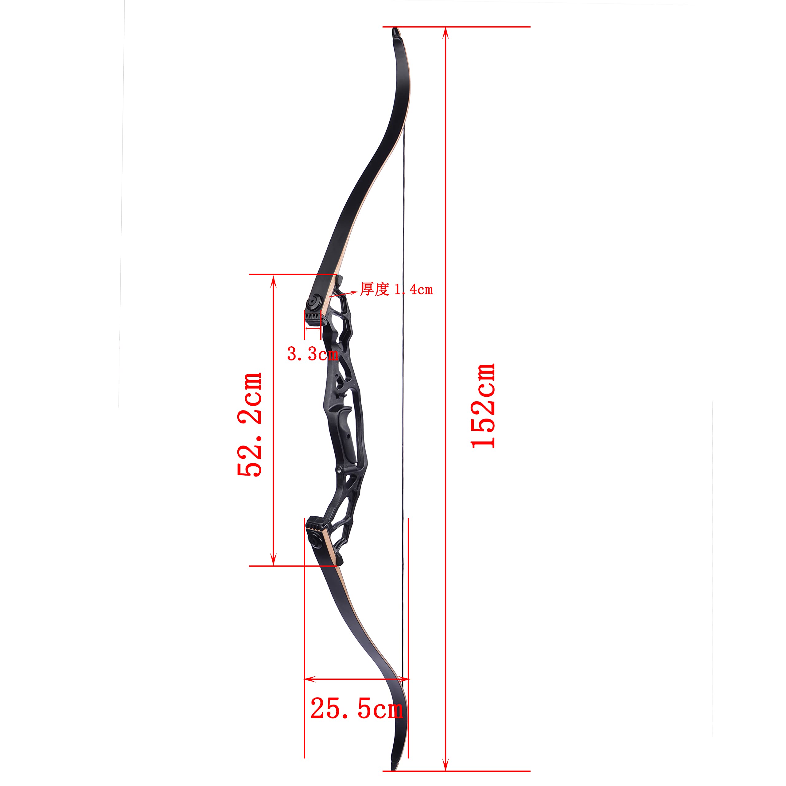 SHARROW Arco Ricurvo Smontabile Set Completo, 50/55 Libbre Arco Nero in Legno e Lega di Alluminio-Magnesio per Tiro con l’Arco