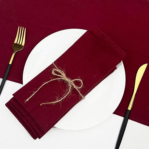 Miniatura 5 de Juego de 8 servilletas de algodón de 17 x 17 pulgadas, lavables, 100% lino de algodón, para eventos familiares, fiestas, bodas, decoración color