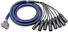 Cabo DB25 macho para 8 canais XLR 3 pinos macho cobra, D-Sub Snake Cable Patch Bay Interface Cabo modular para gravação de estúdio, console de mixagem, microfones (2 metros)