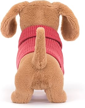 Amazon.com: Jellycat Pink Sweater Sausage Dog Stuffed Animal, 9.5