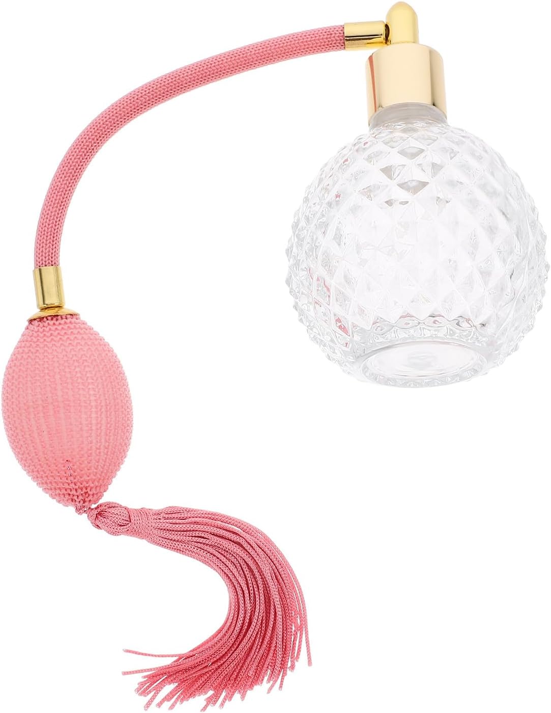 100Ml Glass Refillable Perfume Sprayer Bottle with Long Tube and Pink Puffer, Empty Vintage Style Perfume Atomiser for Travel and Daily Use