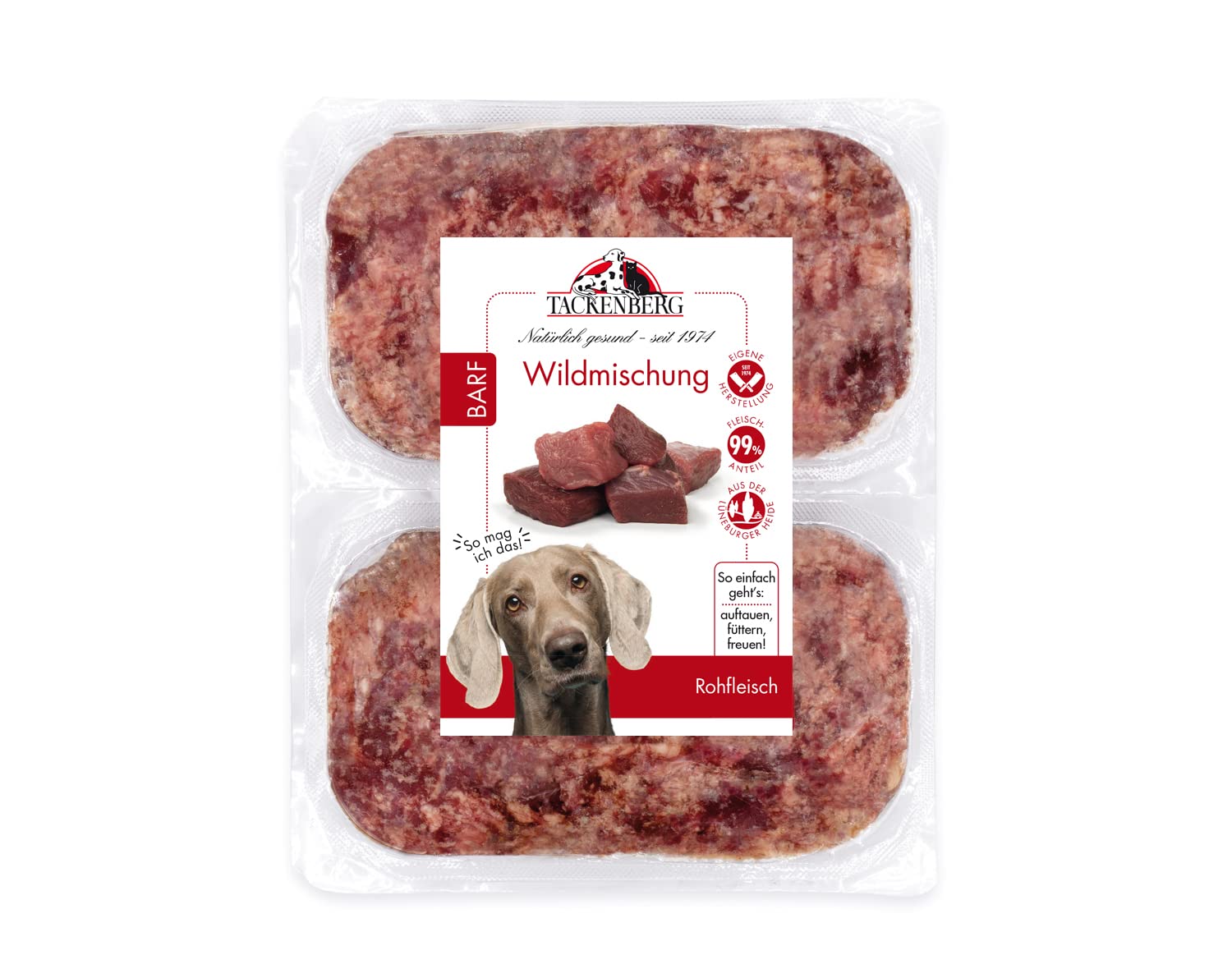 TACKENBERG Barf Wildmischung für Hunde - 14 x 500 g - leckeres Frostfleisch als Hundefutter in Premiumqualität - geeignetes Gefrierfutter für deinen Vierbeiner - ohne Zusatzstoffe