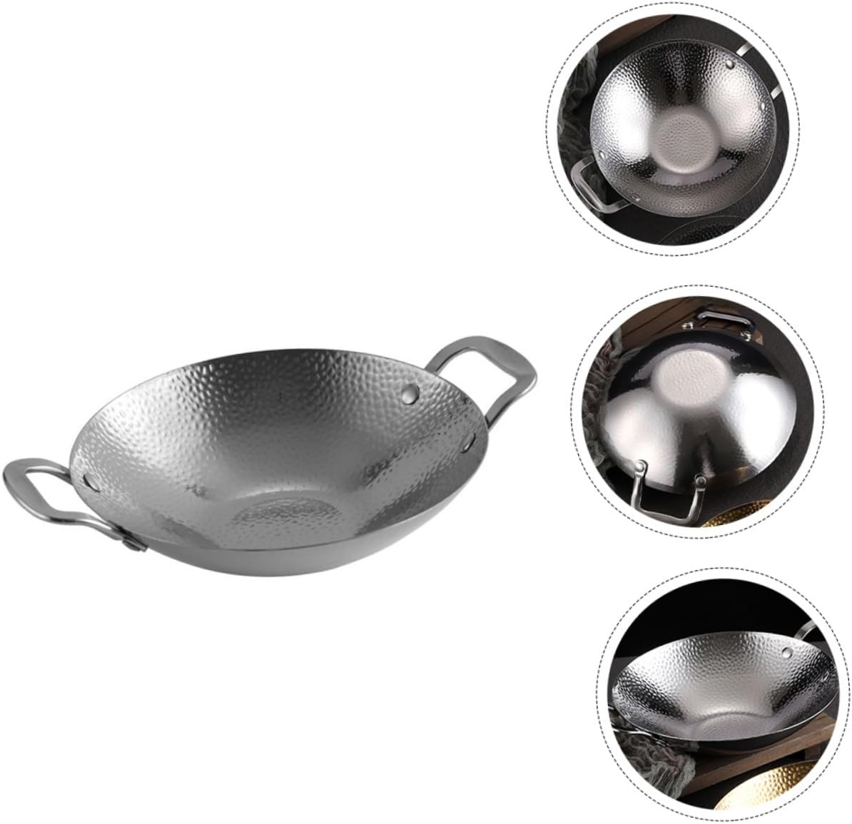 Cooking Pot Stainless Steel Double Handle Paella Pan for Home Kitchen Restaurants and Hot Pot Rapid Heating High Temperature Tolerance