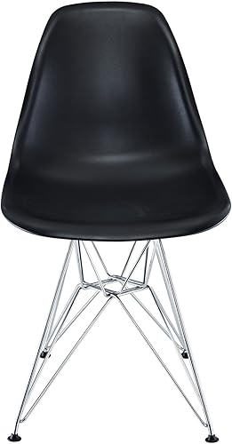 Miniatura 3 de Modway Paris Mid-Century - Base de metal de acero de plástico moldeado moderno en negro, una silla de comedor