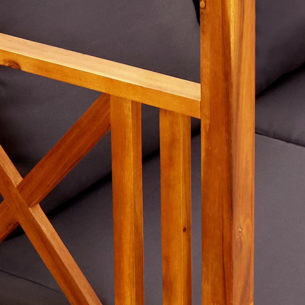 Panca da giardino con baldacchino in legno di acacia massello, letto da giorno esterno con cuscini imbottiti per un comfort ottimale, riparo solare per terrazza e giardino