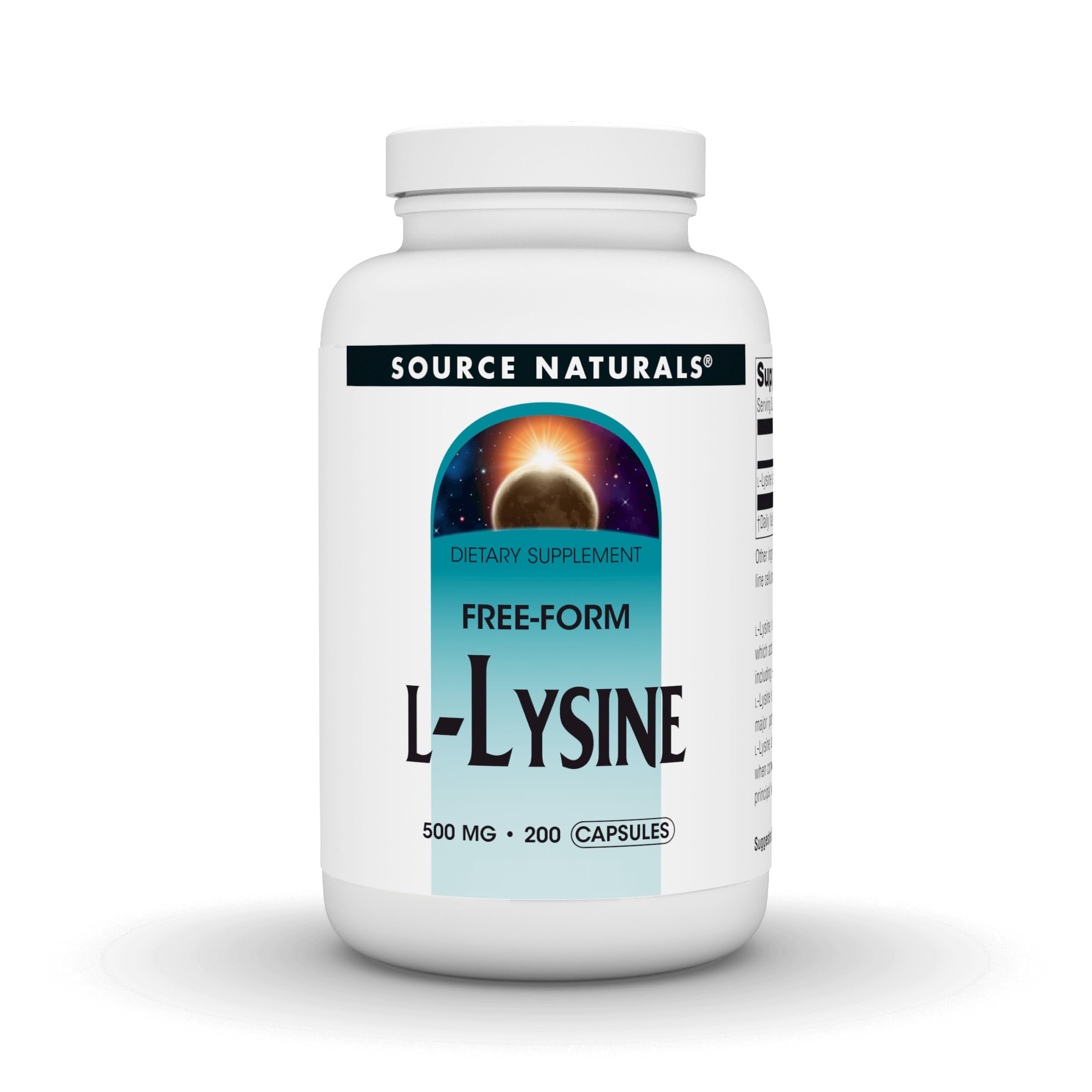 Source Naturals L-Lysine Free Form, 500 mg - 200 Capsules 200 Count (Pack of 1)