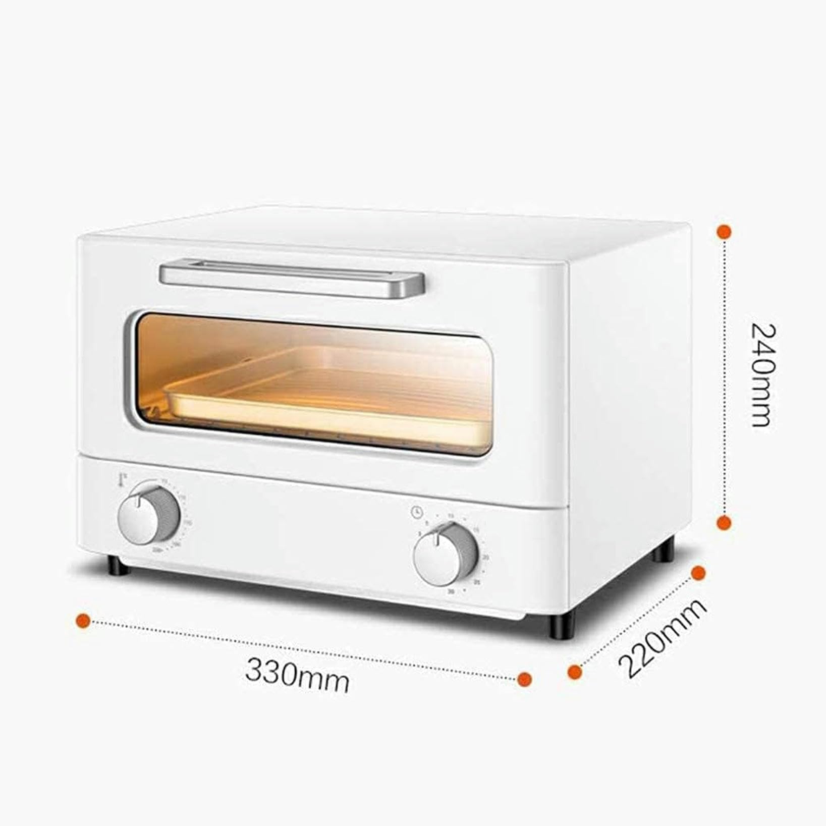 Mini piekarnik z podwójnymi szklanymi drzwiami, timerem i ogrzewaniem konwekcyjnym dla wydajnego pieczenia i grillowania w małych kuchniach